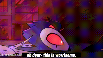 A Cartoon Character With Red Eyes Is Laying On The Ground And Saying `` Oh Dear - This Is Worriesome . '' GIF