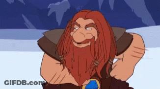 A Cartoon Character With Red Hair And A Beard Is Smiling GIF