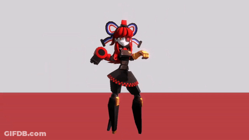 A Cartoon Character With Red Hair And A Bow On Her Head GIF