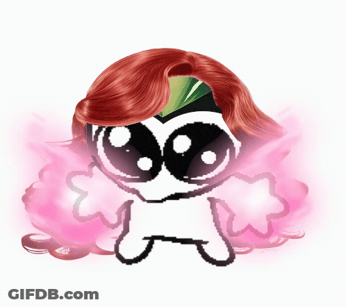 A Cartoon Character With Red Hair And A Green Headband GIF