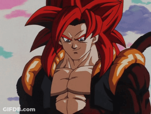 A Cartoon Character With Red Hair And A Muscular Chest GIF