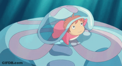 Red-Haired Girl Swimming With Pink Blanket GIF