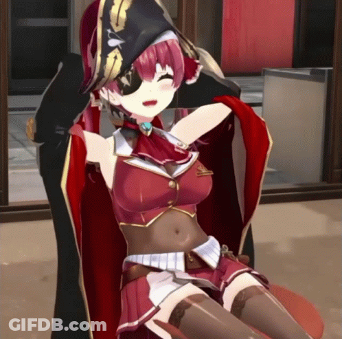 A Cartoon Character With Red Hair And A Pirate Hat GIF