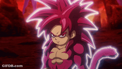 A Cartoon Character With Red Hair And A Purple Tail GIF