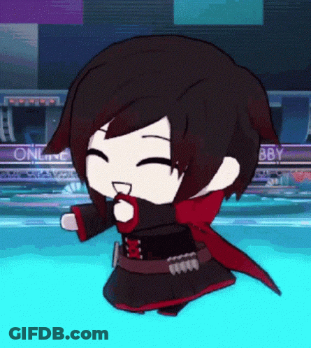 A Cartoon Character With Red Hair And A Red Cape Is Dancing In A Pool Of Water . GIF