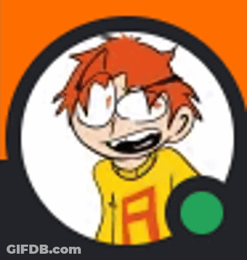 A Cartoon Character With Red Hair And Glasses Is Wearing A Yellow Shirt With The Letter R On It . GIF