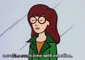A Cartoon Character With Red Hair And Glasses Says I 'M Overcome With Emotion . GIF