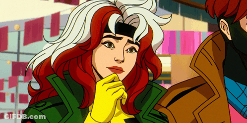 A Cartoon Character With Red Hair And White Hair GIF