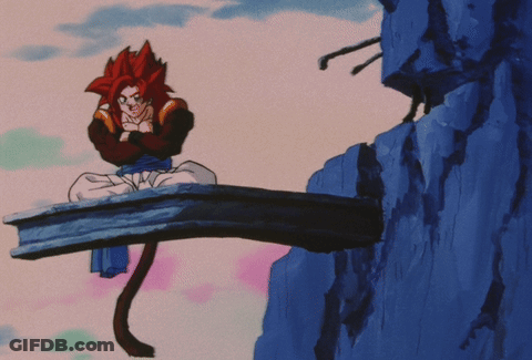A Cartoon Character With Red Hair Is Sitting On A Blue Railing GIF