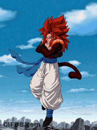 A Cartoon Character With Red Hair Is Standing In Front Of A City GIF