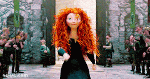 Red Hair Cartoon Character Standing In Front Of Men GIF