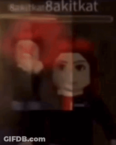 A Cartoon Character With Red Hair Is Standing In Front Of A Sign That Says ' 8Akitkat ' . GIF