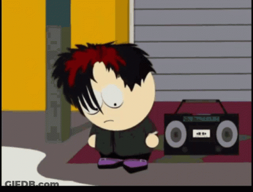 A Cartoon Character With Red Hair Is Standing Next To A Boombox That Says Triumph GIF