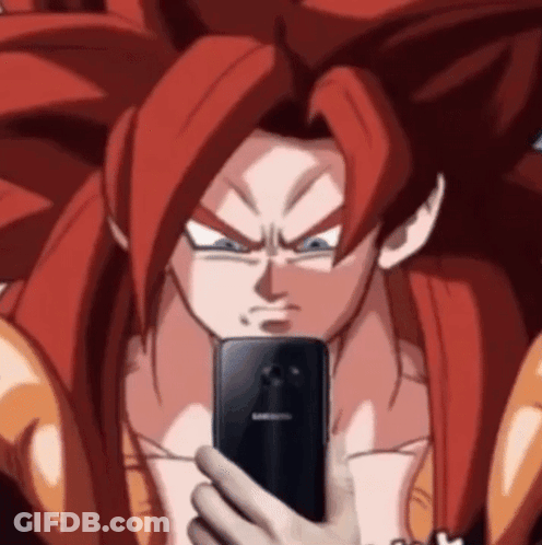 A Cartoon Character With Red Hair Is Taking A Selfie With A Cell Phone . GIF