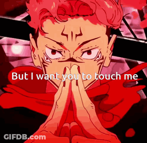 A Cartoon Character With Red Hair Says But I Want You To Touch Me . GIF