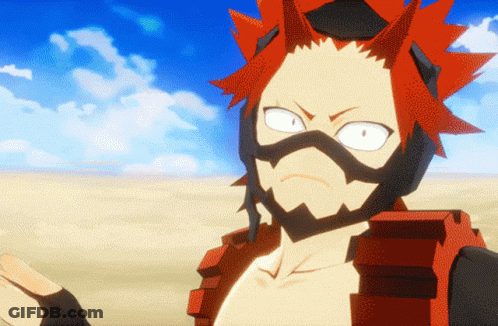A Cartoon Character With Red Horns And A Mask On His Face GIF