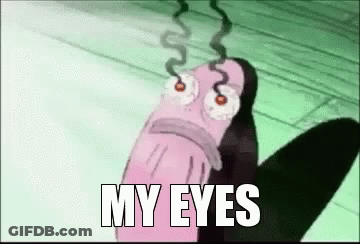 A Cartoon Character With Smoke Coming Out Of His Eyes Says `` My Eyes '' . GIF
