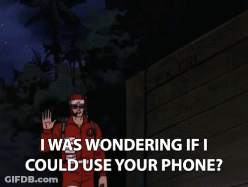 A Cartoon Character With Sunglasses And A Helmet Says I Was Wondering If I Could Use Your Phone GIF