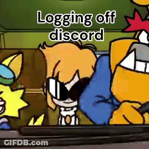 A Cartoon Character With Sunglasses And The Words Logging Off Discord GIF