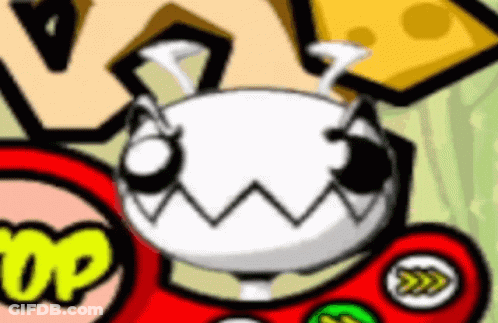 A Cartoon Character With Tears Coming Out Of His Eyes Is Surrounded By Cheese And Buttons . GIF