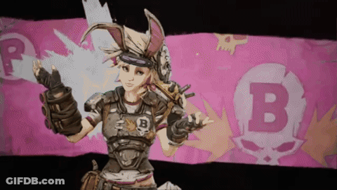 A Cartoon Character With The Letter B On Her Chest Stands In Front Of A Pink Background GIF