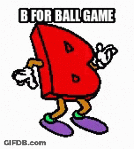 A Cartoon Character With The Letter B On It 'S Head And Feet . GIF
