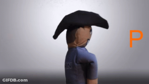 A Cartoon Character With The Letter P In The Corner GIF