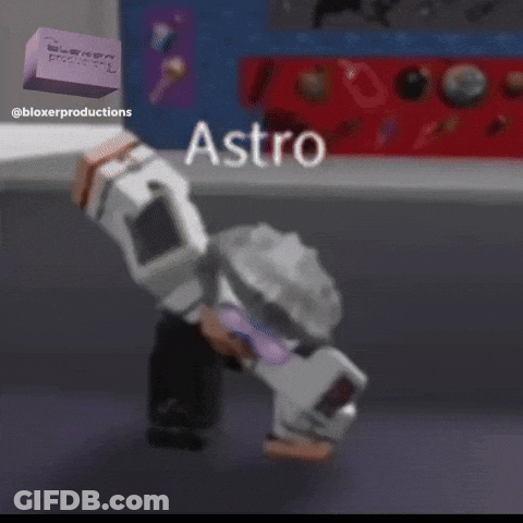 A Cartoon Character With The Name Astro On The Bottom GIF