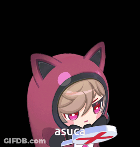 A Cartoon Character With The Name Asuca On The Bottom Right GIF