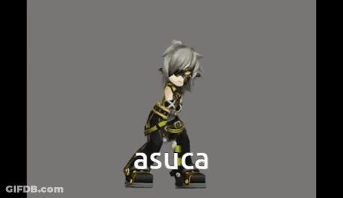 A Cartoon Character With The Name Asuca Written On The Bottom GIF