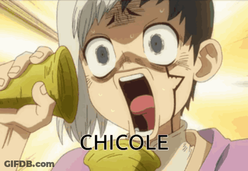 A Cartoon Character With The Name Chicole On The Bottom Right GIF