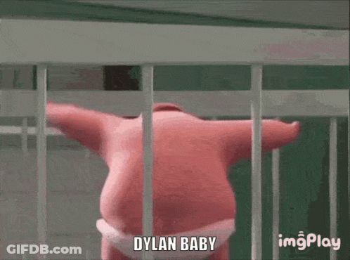 A Cartoon Character With The Name Dylan Baby GIF