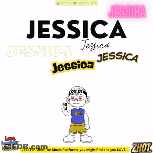 A Cartoon Character With The Name Jessica On The Top GIF