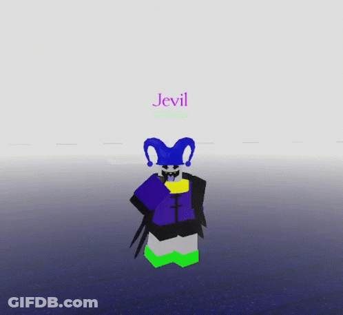 A Cartoon Character With The Name Jevil On The Top GIF
