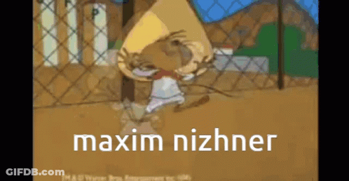 A Cartoon Character With The Name Maxim Nizhnyer GIF