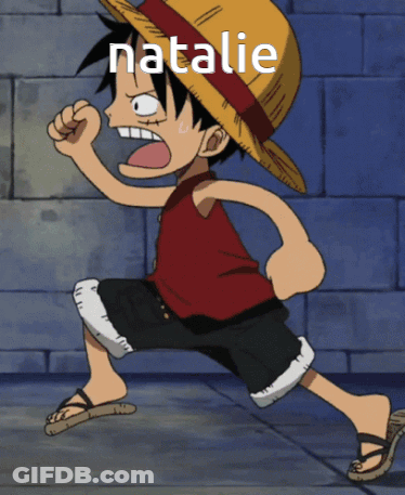 A Cartoon Character With The Name Natalie On The Top GIF