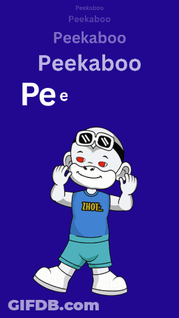 A Cartoon Character With The Name Peekaboo On It GIF