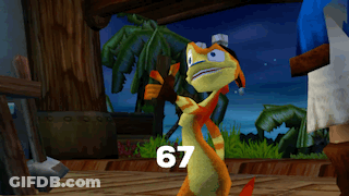 A Cartoon Character With The Number 67 On The Bottom Right GIF