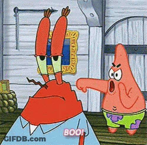 A Cartoon Character With The Word Boo On His Chest GIF