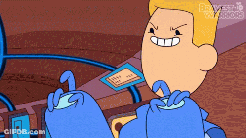 A Cartoon Character With The Word Bravest Warriors On The Bottom Right GIF