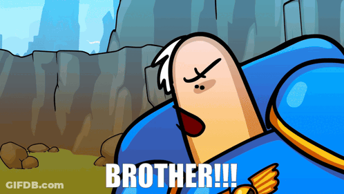 A Cartoon Character With The Word Brother On The Bottom Right GIF