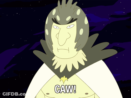 A Cartoon Character With The Word Caw Written On It GIF