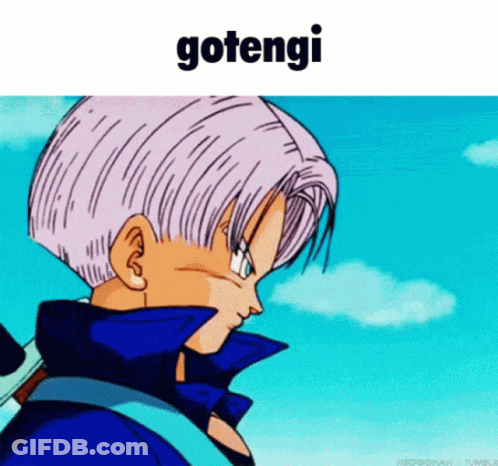 A Cartoon Character With The Word Gotengi On Top Of Him GIF