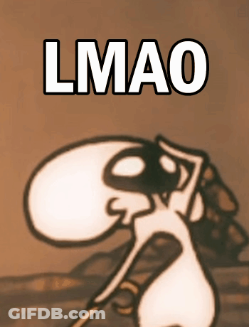 A Cartoon Character With The Word Lmao Written Above It GIF