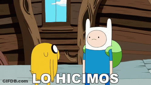 A Cartoon Character With The Word Lo Hicimos Written Below Him GIF