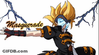 A Cartoon Character With The Word Masquerade On The Bottom Right GIF