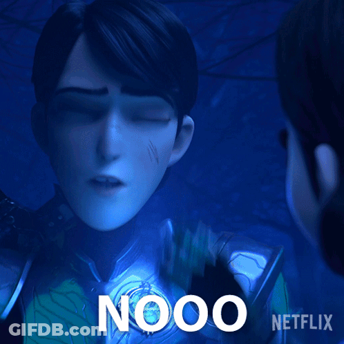 A Cartoon Character With The Word Nooo Written On His Chest GIF