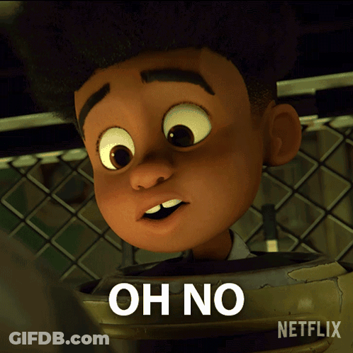 A Cartoon Character With The Word Oh No On His Face GIF