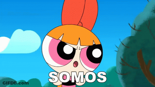 A Cartoon Character With The Word Somos On The Bottom Right GIF