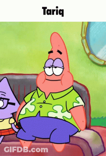 A Cartoon Character With The Word Tariq On The Bottom GIF